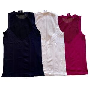 Athleta 3 Piece Oxygen Mesh Tank White Black Magenta Lot M